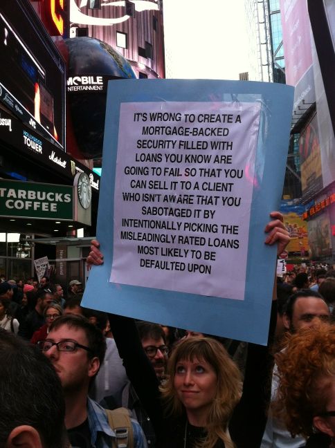 #OccupyWallSt sign of the day: "It's Wrong."